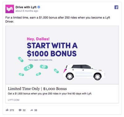 eye-catching facebook ad example