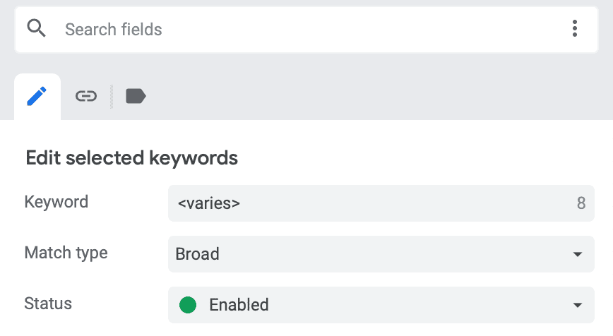Editing Column Google Ads Editor