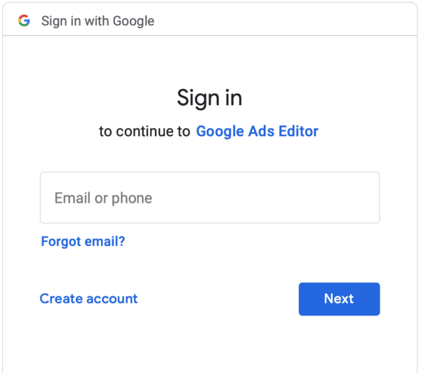 Google Ads Editor Sign In