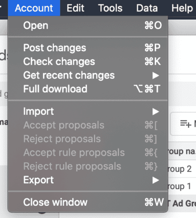 import export google ads editor