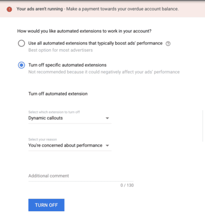disabling automated extensions