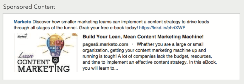 Marketo LinkedIn ad example single image ad
