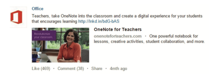Microsoft Office Software LinkedIn ad example single image ad