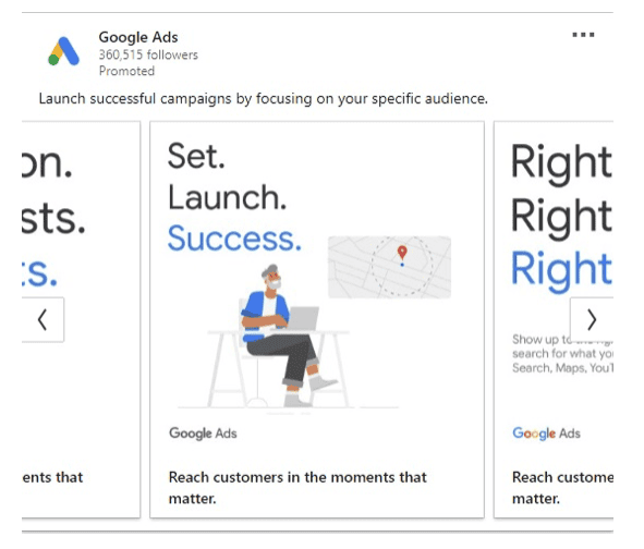 Google Ads LinkedIn ad example carousel ad