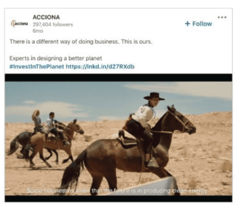Acciona LinkedIn Video Ad Example
