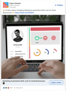 Expert Market LinkedIn Video Ad Example