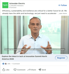 Schneider Electric LinkedIn Video Ad Example