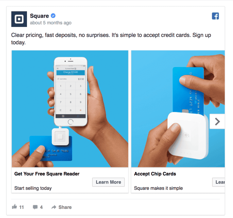 square facebook ad example