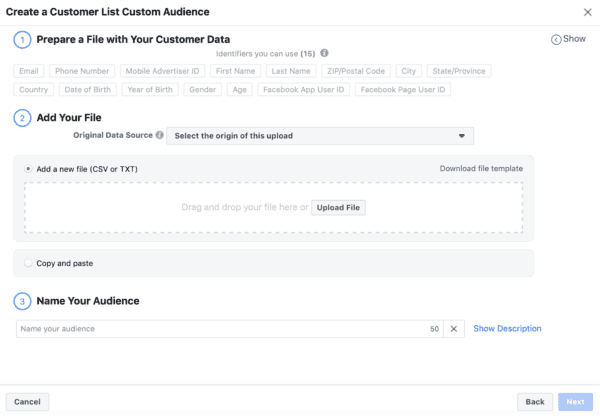 upload customer list