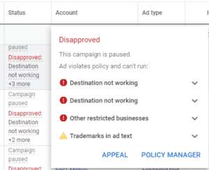 View discovery ad status