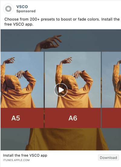 vsco facebook ad